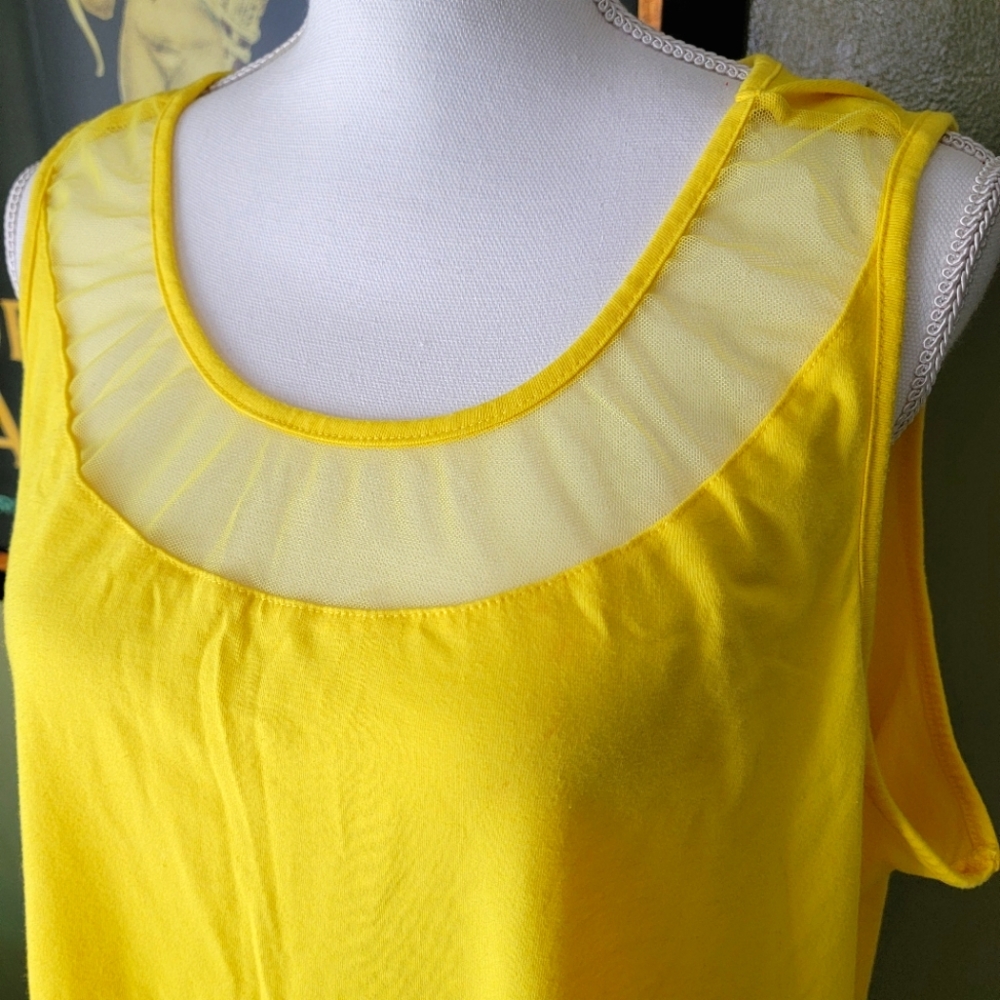 Women's Bright Yellow Cotton Sleeveless Top/Tank Plus Size 2X/2T